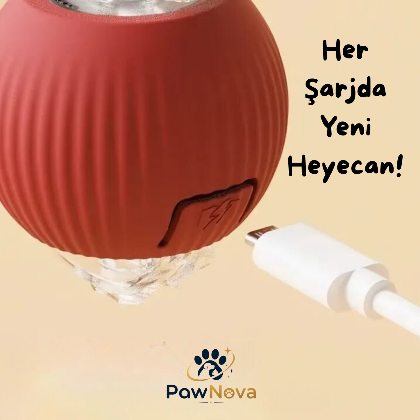 PawNova™ Akıllı Kedi Oyuncak Topu — USB Şarjlı, Işıklı, 3 Modlu