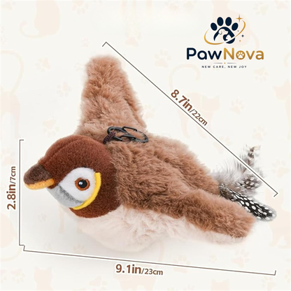 PawNova™ Çırpınan Kuş Kedi Oyuncağı — USB Şarjlı, Sesli ve Hareketli